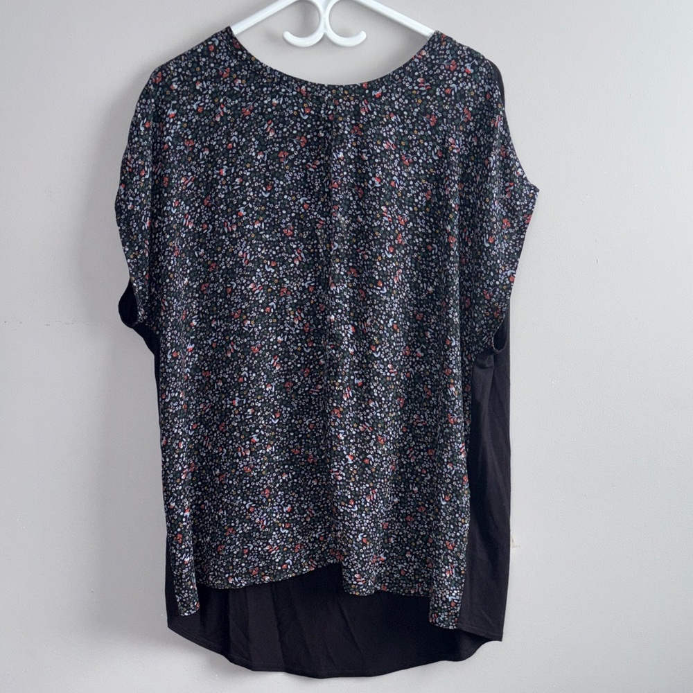 Addition Elle Black Multicolor Floral Blouse
